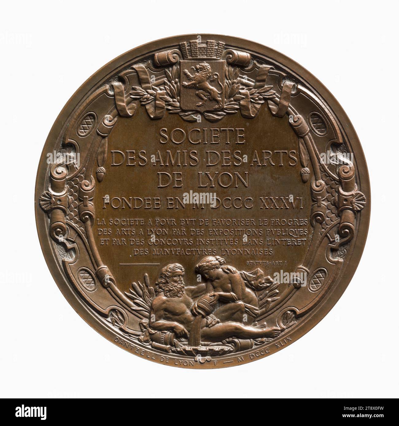 Medal of the Society of Friends of the Arts of Lyon founded in 1836, 1849, Dantzell, Joseph, Engraver in medals, Array, Numismatics, Medal, Dimensions - Work: Diameter: 8.1 cm, Weight (type dimension): 256.29 g Stock Photo