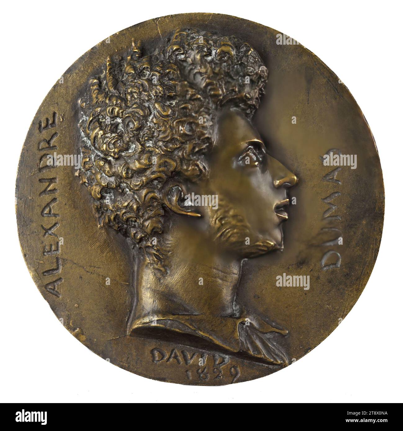 Portrait of Alexandre Dumas (1788-1870), Writer, David d'Angers, Pierre-Jean, Sculptor, Richard, Louis, Founder, Array, Sculpture, Medallion (sculpture), Dimensions - Work: Diameter: 12.4 cm Stock Photo