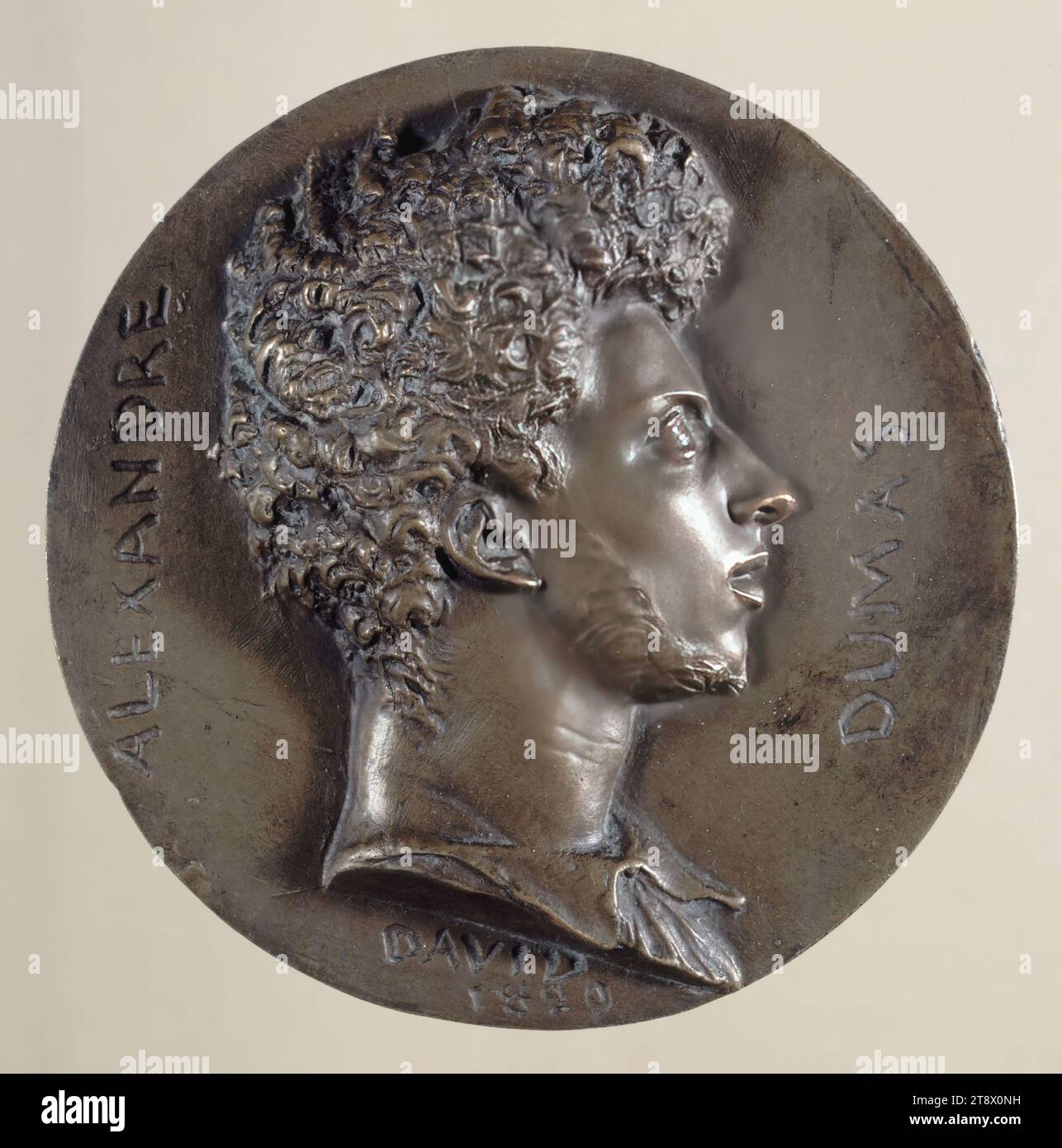 Portrait of Alexandre Dumas (1788-1870), Writer, David d'Angers, Pierre-Jean, Sculptor, Richard, Louis, Founder, Array, Sculpture, Medallion (sculpture), Dimensions - Work: Diameter: 12.4 cm Stock Photo