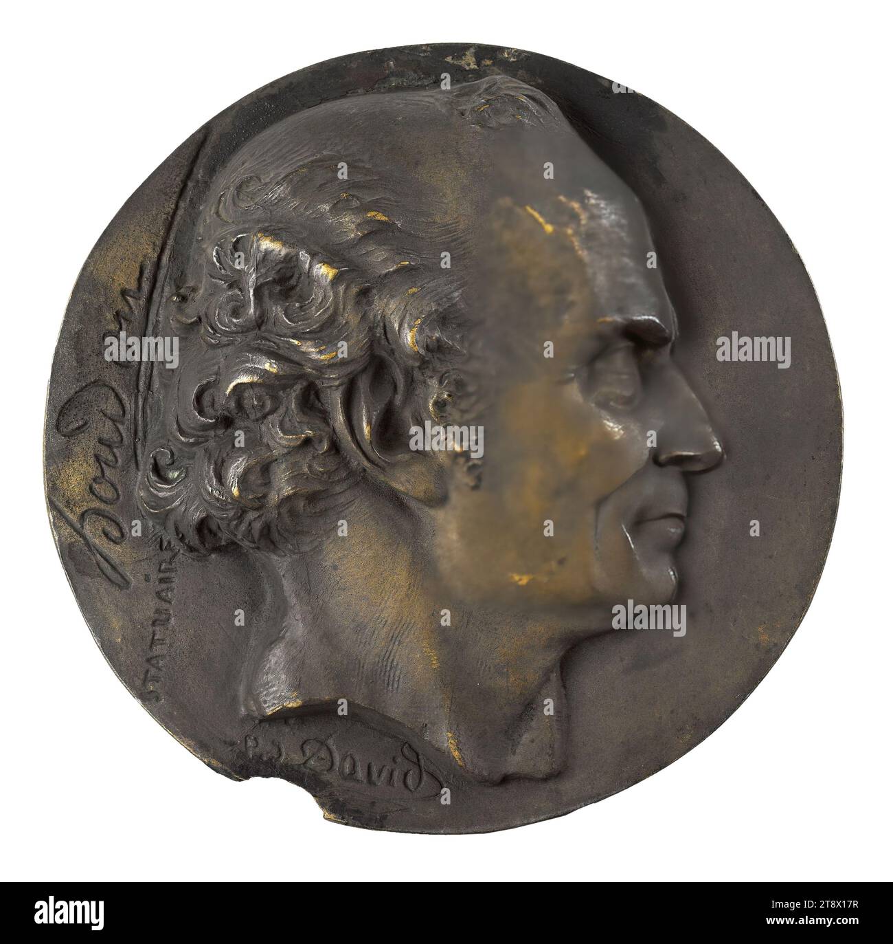 Portrait of Jean-Antoine Houdon (1748-1828), statuary, David d'Angers, Pierre-Jean, Sculptor, 1st half of the 19th century, Sculpture, Medallion (sculpture), Dimensions - Work: Diameter: 16.5 cm Stock Photo