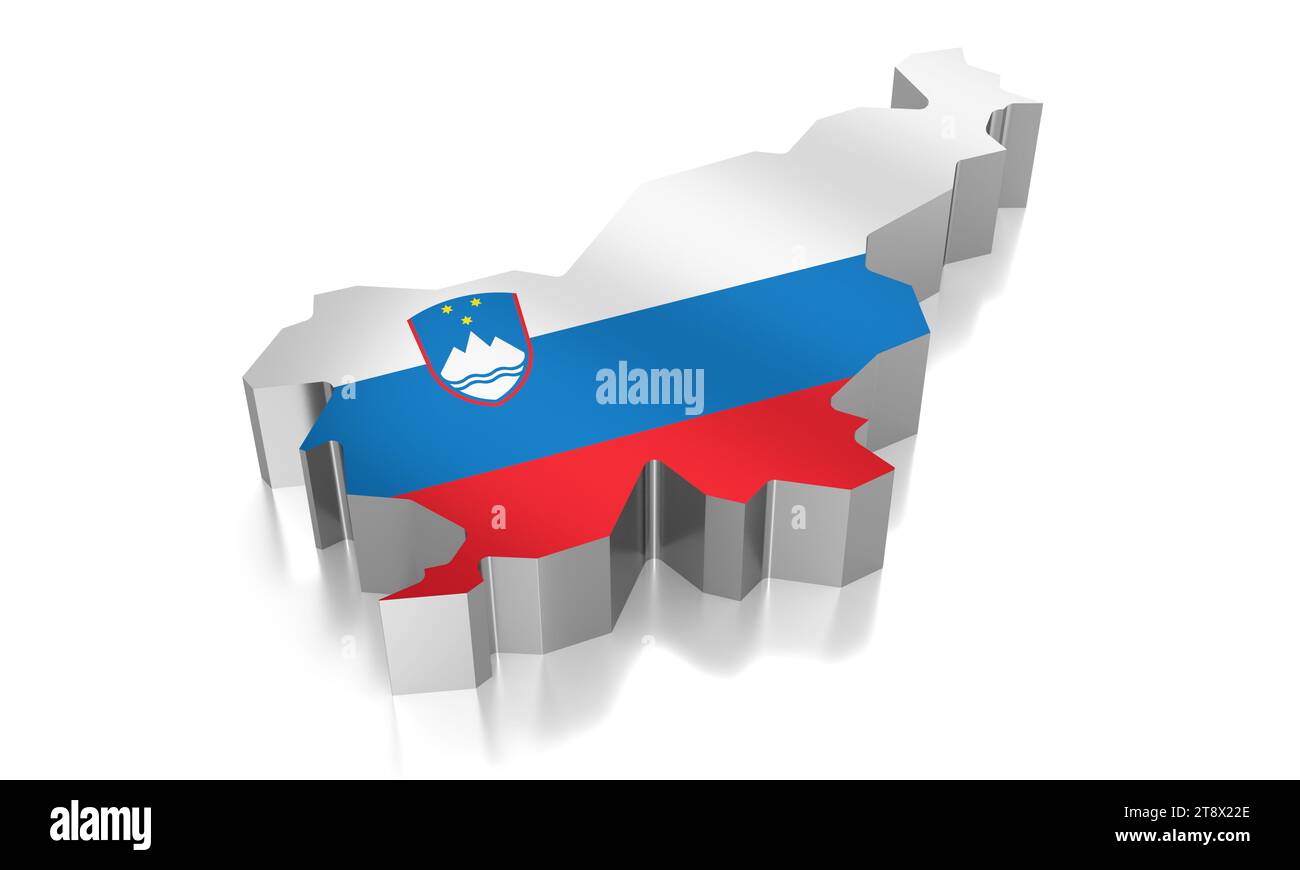 Slovenia - country borders and flag - 3D illustration Stock Photo - Alamy