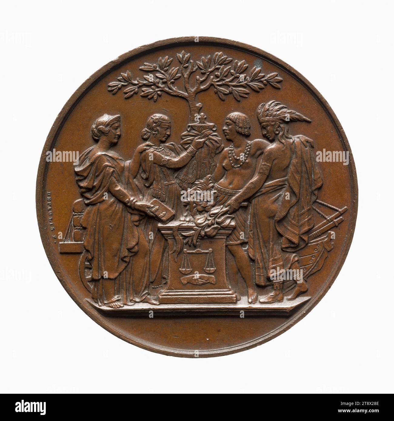 Medal awarded to P. Dutaut for his analeptic preserve by the Society of Industrial Sciences, Arts and Belles-Lettres of Paris, 1862, Depaulis, Alexis-Joseph, Engraver in medals, Around 1862, Numismatics, Medal, Dimensions - Work: Diameter: 5 cm, Weight (type dimension): 65.31 g Stock Photo