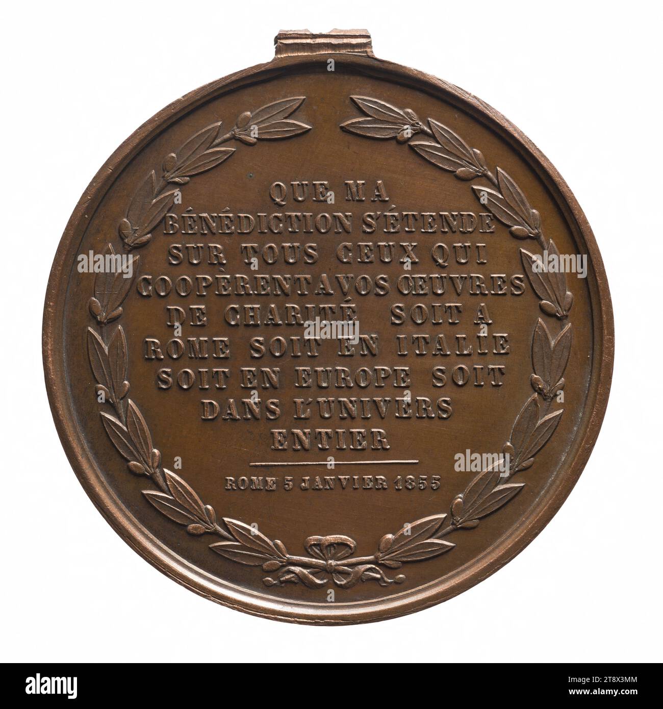 Pius IX Society of Saint-Vincent-de-Paul, January 5, 1855, Dubois, Alphée, Engraver in medals, In 1855, Numismatics, Medal, Copper, Dimensions - Work: Diameter: 3.4 cm, Weight (type dimension): 18.07 g Stock Photo