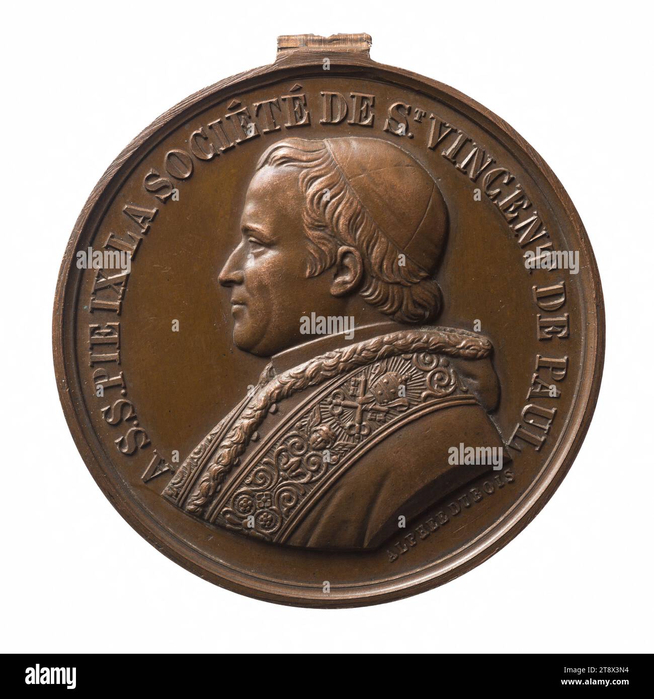 Pius IX Society of Saint-Vincent-de-Paul, January 5, 1855, Dubois, Alphée, Engraver in medals, In 1855, Numismatics, Medal, Copper, Dimensions - Work: Diameter: 3.4 cm, Weight (type dimension): 18.07 g Stock Photo