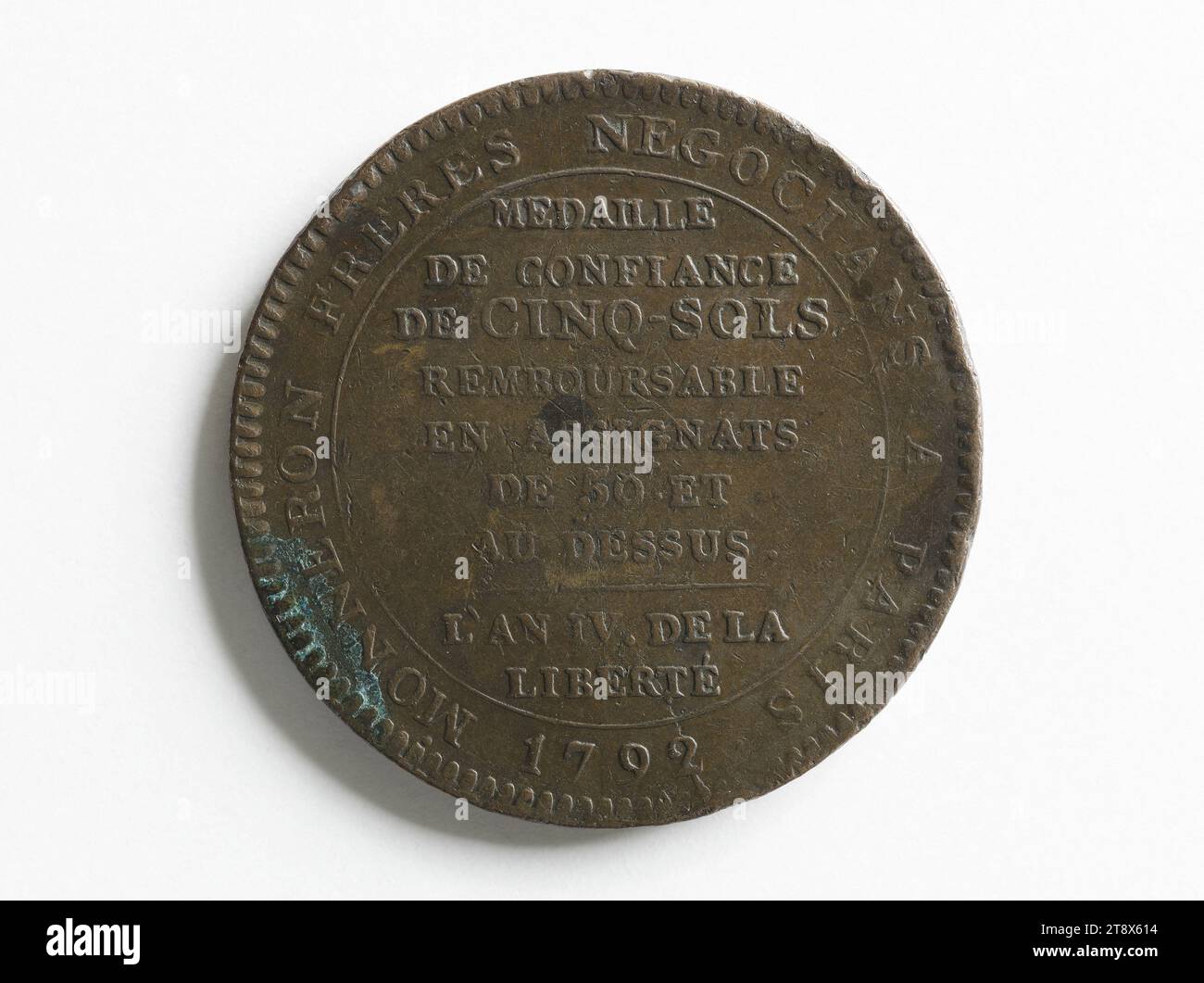 Piece of five Monneron sols, 1792, Dupré, Augustin or Auguste, Engraver