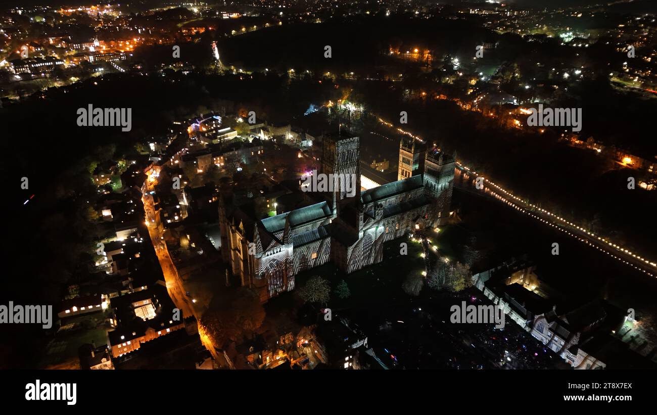Aerial view of a vibrant city skyline at night, showcasing the ...