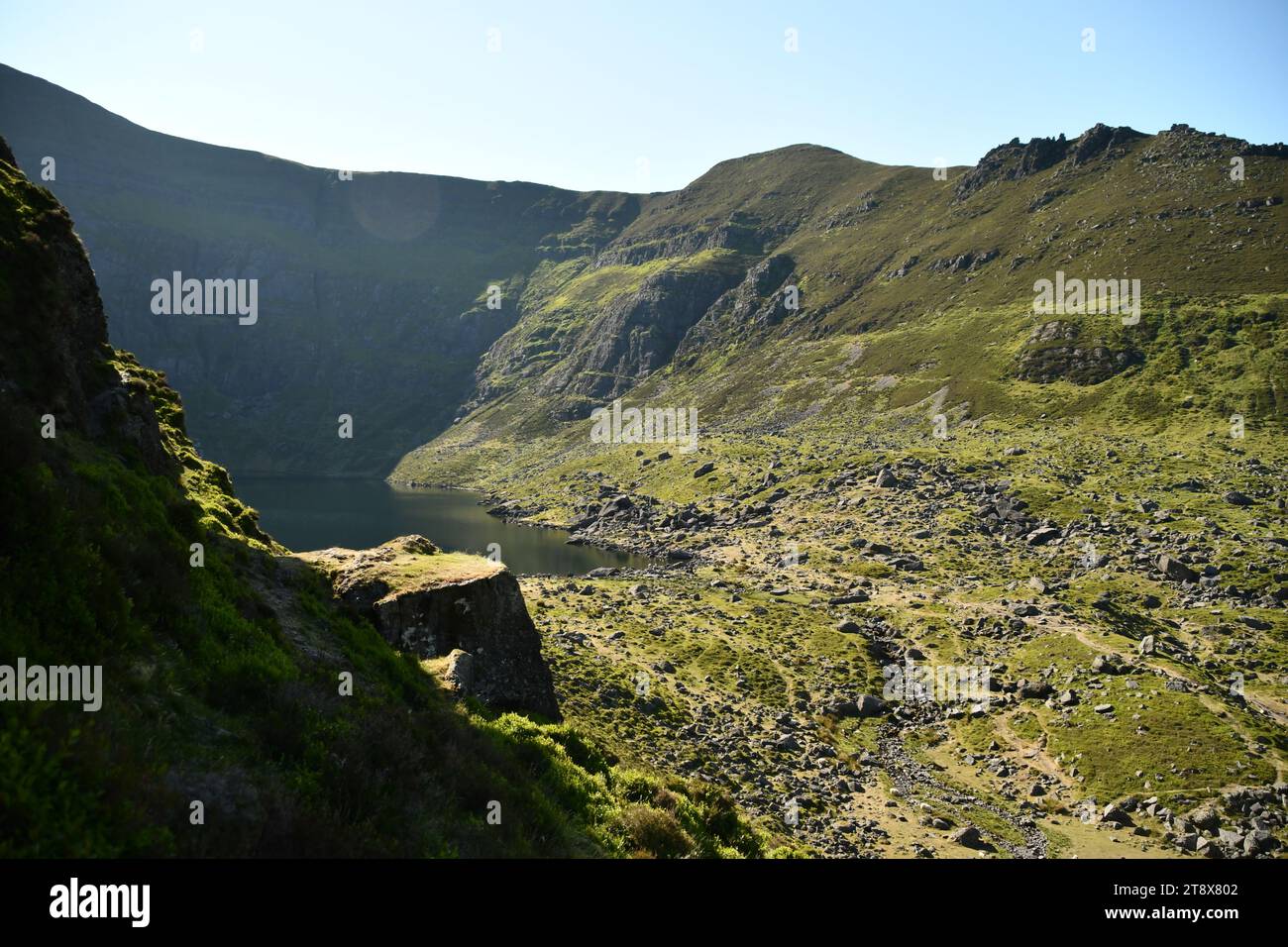 Coumshingaun Corrie Lake and the surrounding of Comeragh Mountains Stock Photo