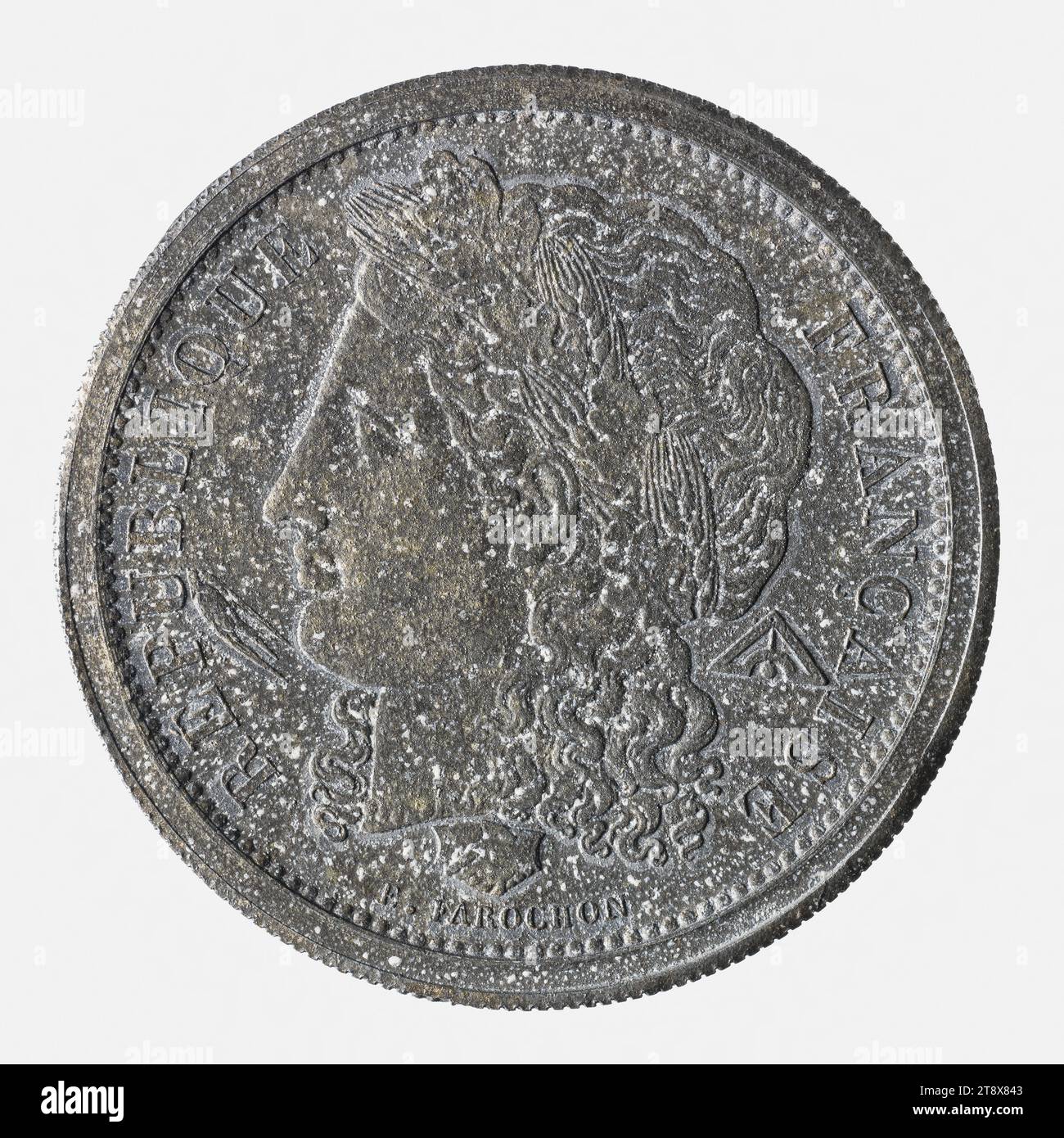 Piefort for trial of the 5 franc coin, 1848, Farochon, JeanBaptiste