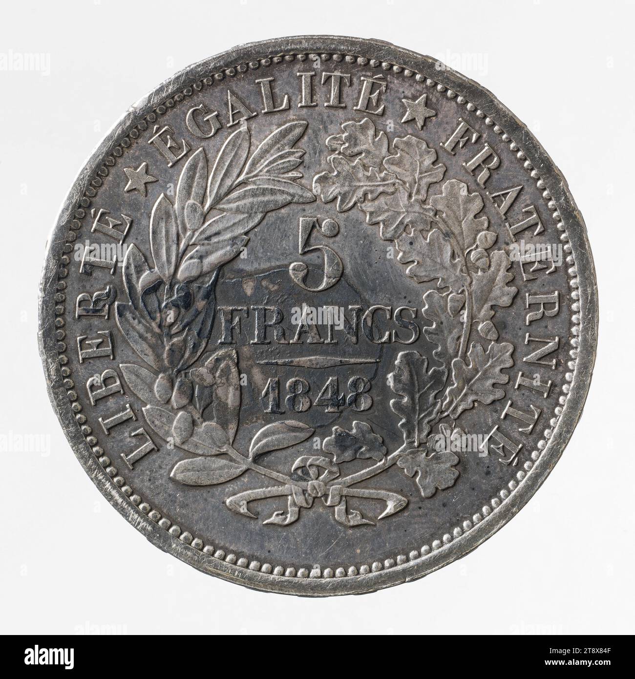 Essay for the 5 franc coin, 1848, Farochon, JeanBaptiste, Engraver in