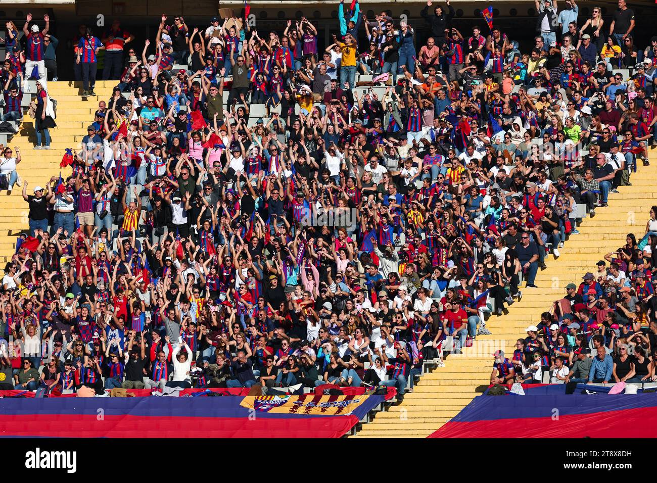 BARCELONA, SPAIN - NOVEMBER 19: Supporters during the Liga F match between FC Barcelona and Real Madrid at the Estadi Olimpic Lluis Companys on November 19, 2023 in Barcelona, Spain Credit: DAX Images/Alamy Live News Stock Photo