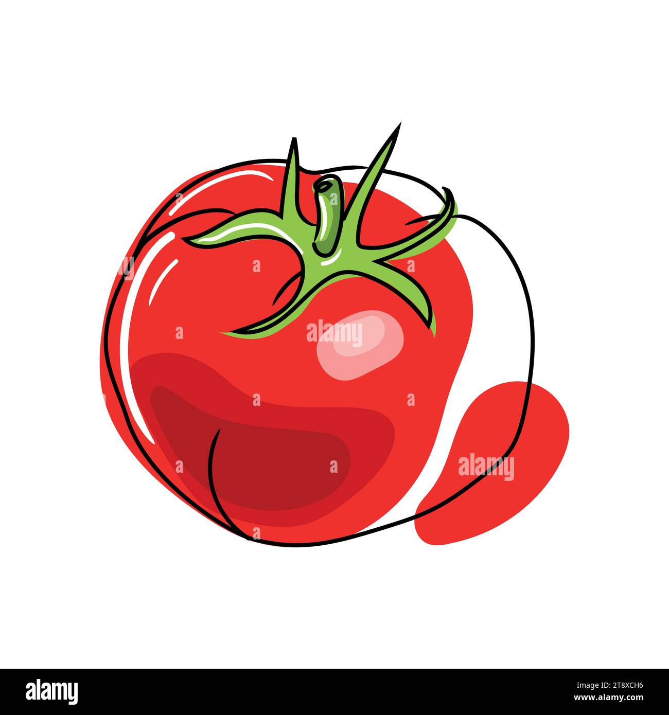 Tomato vector drawing. Isolated tomato in abstract style. Vegetable art style illustration.Healthy vegetarian food.Great element for label,emblem,logo Stock Vector