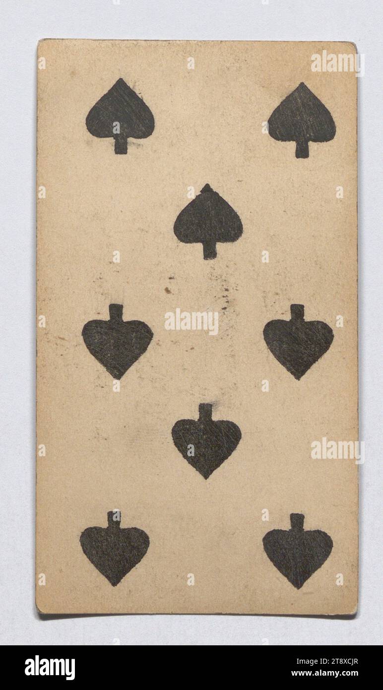 Tarot game, tw. with 'Viennese types', 'folk life' depictions - Eight of Spades, Carl Holdhaus, industrialist, dated c. 1850, cardboard, intaglio, playing, card games, playing cards, The Vienna Collection Stock Photo