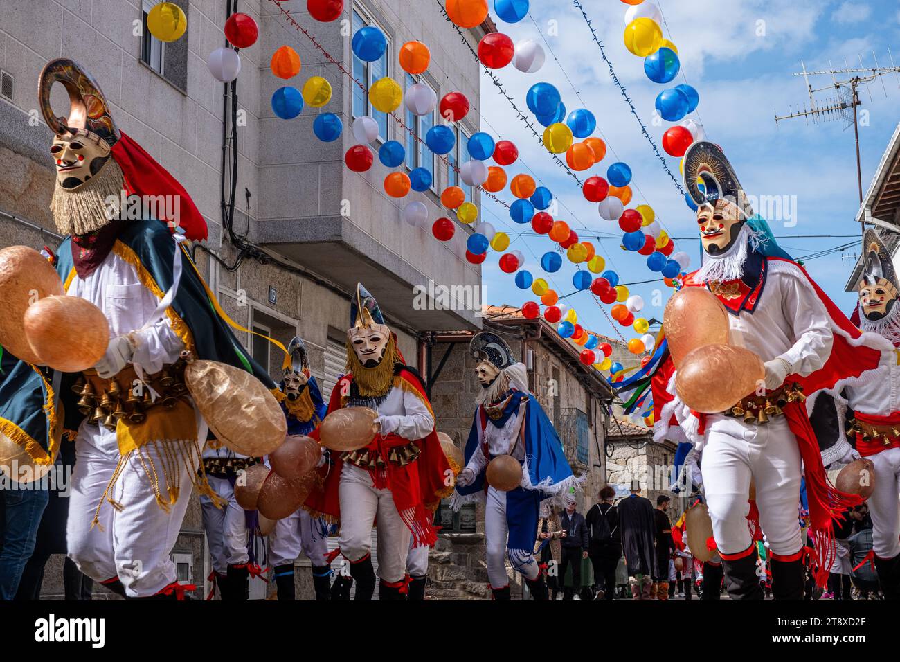 Pantalla is the traditional carnival mask from Xinzo de Limia, Ourense province. Galicia, Spain. Stock Photo