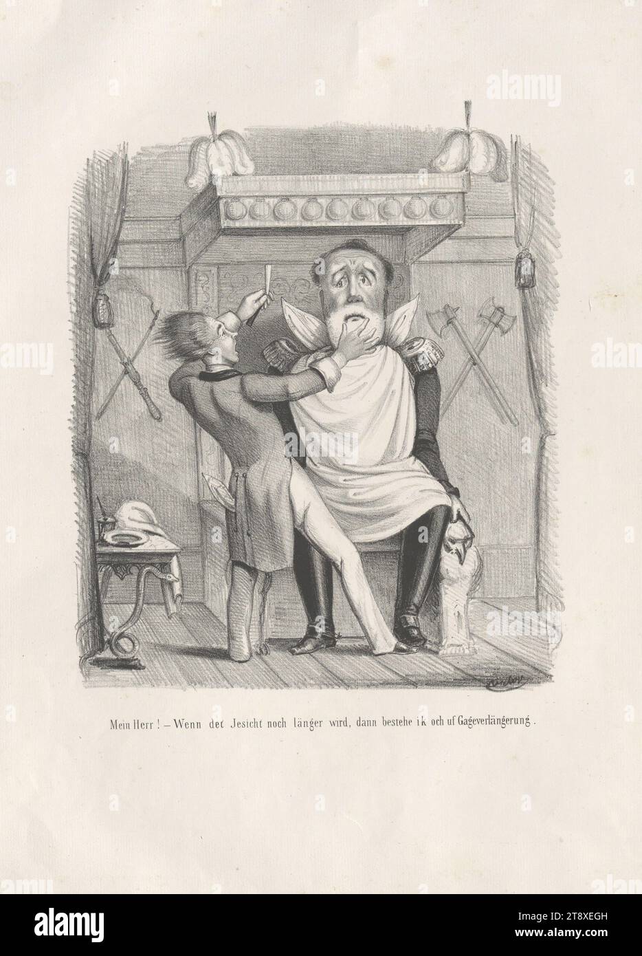 My lord! - If det Jesicht becomes even longer, then ik och uf Gageverlängerung insist.' (Caricature), Unknown, 1848, paper, chalk-manner lithograph, height 36, 2 cm, width 27 cm, Caricature, Satire, Revolutions of 1848, 1849, beard, The Vienna Collection Stock Photo