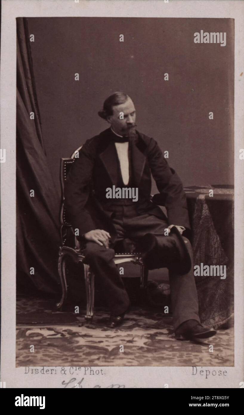Cham (proper Amedee Charles Henri de Noé) (1819 - 1879), lithographer and caricaturist in Paris, Disdéri & Cie, Photographer, Date around 1870, supporting cardboard, photography, height×width 9, 6×6 cm, portrait, man, The Vienna Collection Stock Photo