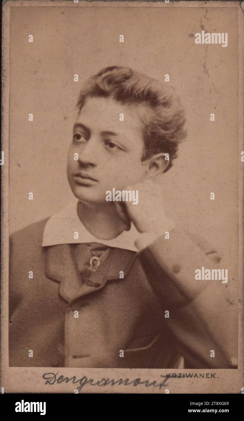 Maurice Dengremont (1866 - 1893), violin virtuoso, Rudolf Krziwanek (1843-1905), Photographer, Date around 1880, supporting cardboard, photography, height×width 10, 6×6, 5 cm, portrait, man, musician, The Vienna Collection Stock Photo