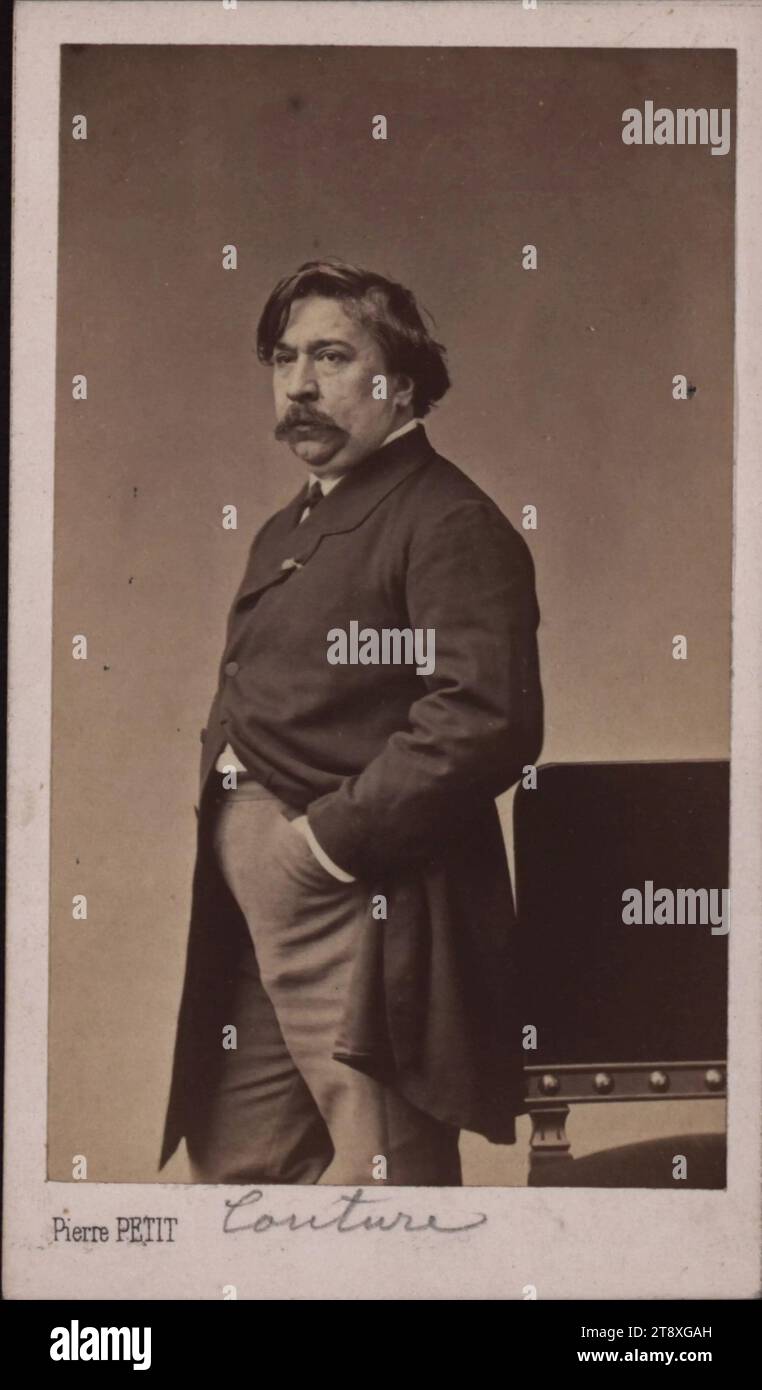 Thomas Couture (1815 - 1879), history and portrait painter, Pierre Petit (1832-1909), Photographer, Date around 1865, supporting cardboard, photography, height×width 10, 3×6 cm, Fine Arts, portrait, self-portrait of painter, man, portrait, The Vienna Collection Stock Photo