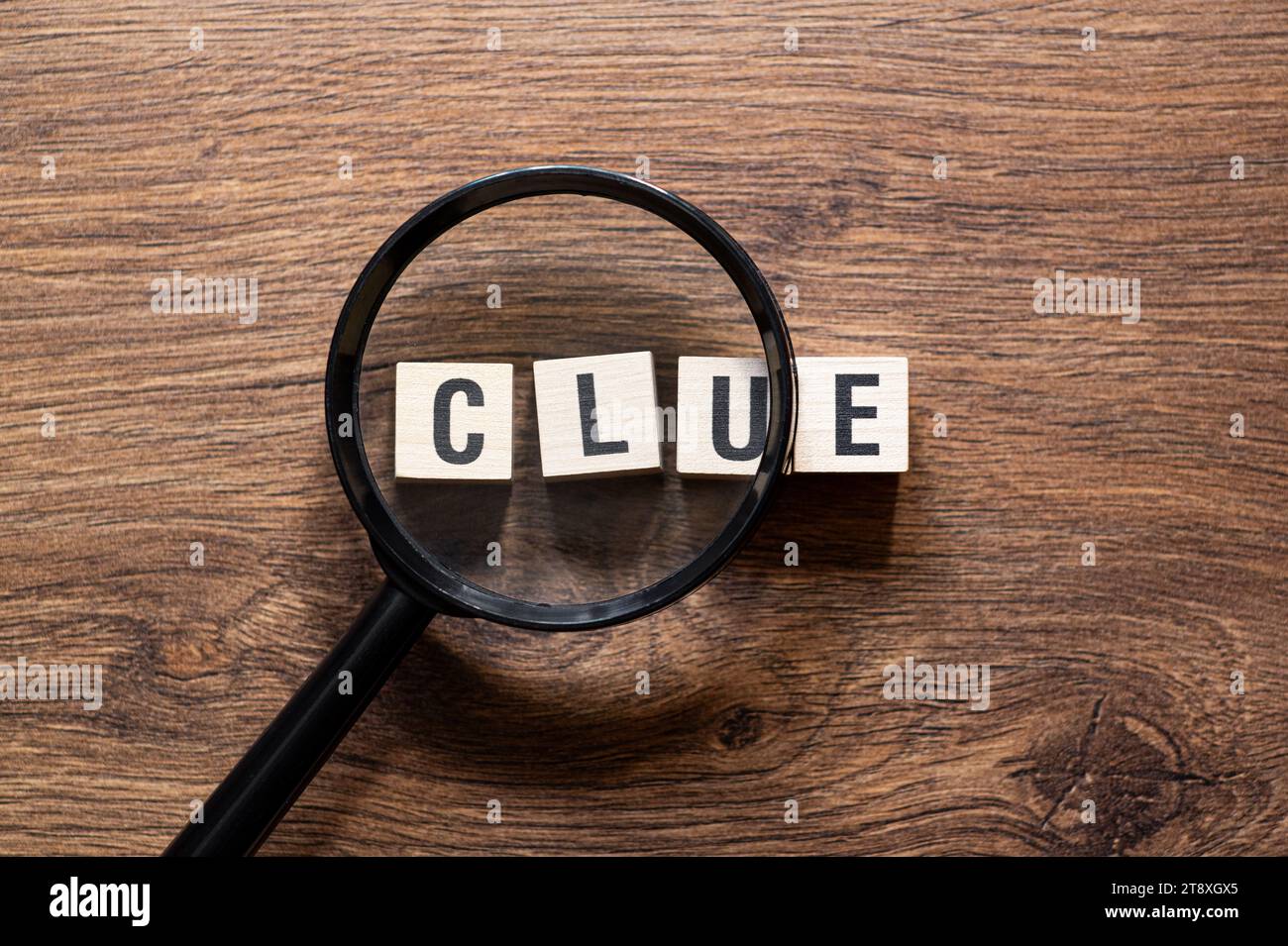 Clue word concept on building blocks, text, letters Stock Photo Alamy