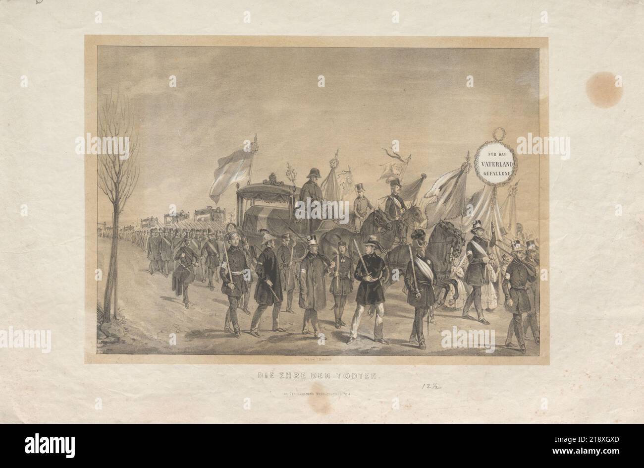 DIE EHRE DER TODTEN.' (Funeral of the March Fallen on March 17, 1848), Johann Lanzedelli, lithographer, Johann Höfelich (1796-1849), Printer, 1848, paper, chalk-manner lithograph, height 34.1 cm, width 52.5 cm, Fine Arts, Revolutions of 1848, 1849, Disease and Death, cortege, funeral procession, public funeral, The Vienna Collection Stock Photo