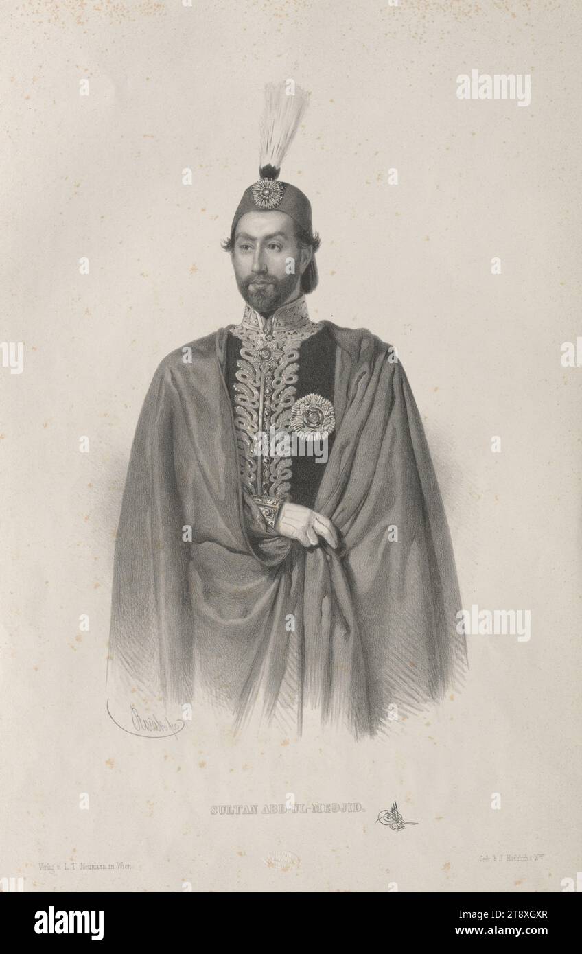 Sultan Abdülmecid I., Johann Höfelich (1796-1849), Printer, Date before 1861, paper, lithography, height 50, 3 cm, width 34, 5 cm, Fine Arts, Estate Constantin von Wurzbach, portrait, ruler, sovereign, man, The Vienna Collection Stock Photo