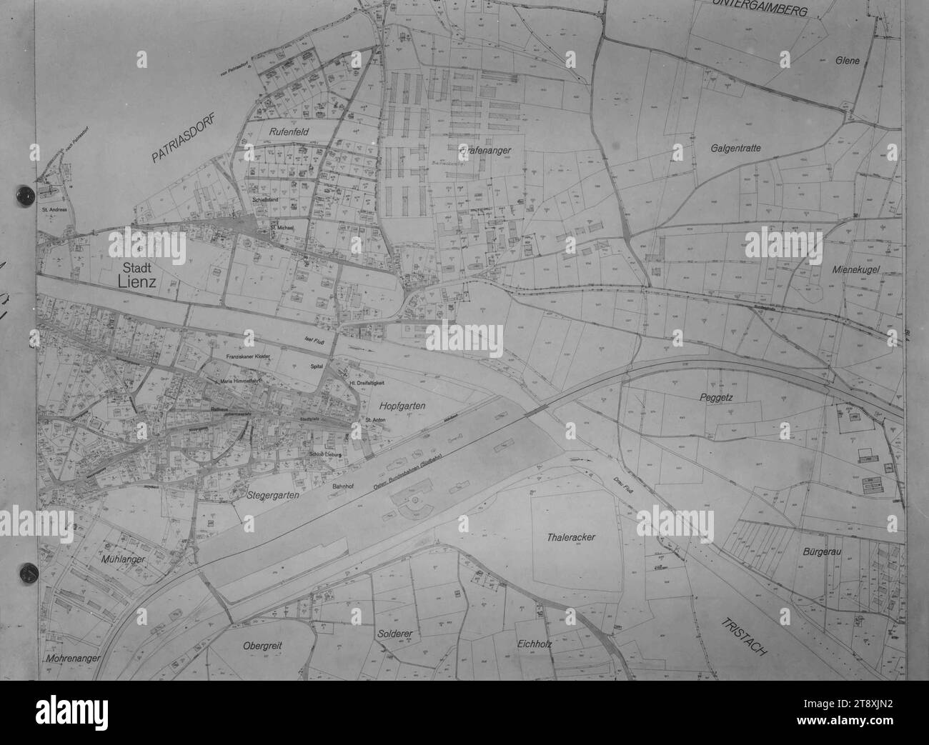 Cadastral map of Lienz (East Tyrol), Martin Gerlach jun. (1879-1944), photographer, dated around 1938-1940, glass, negative, height 17.8 cm, width 23.8 cm, town planning and urban development, town plans, The Vienna Collection Stock Photo