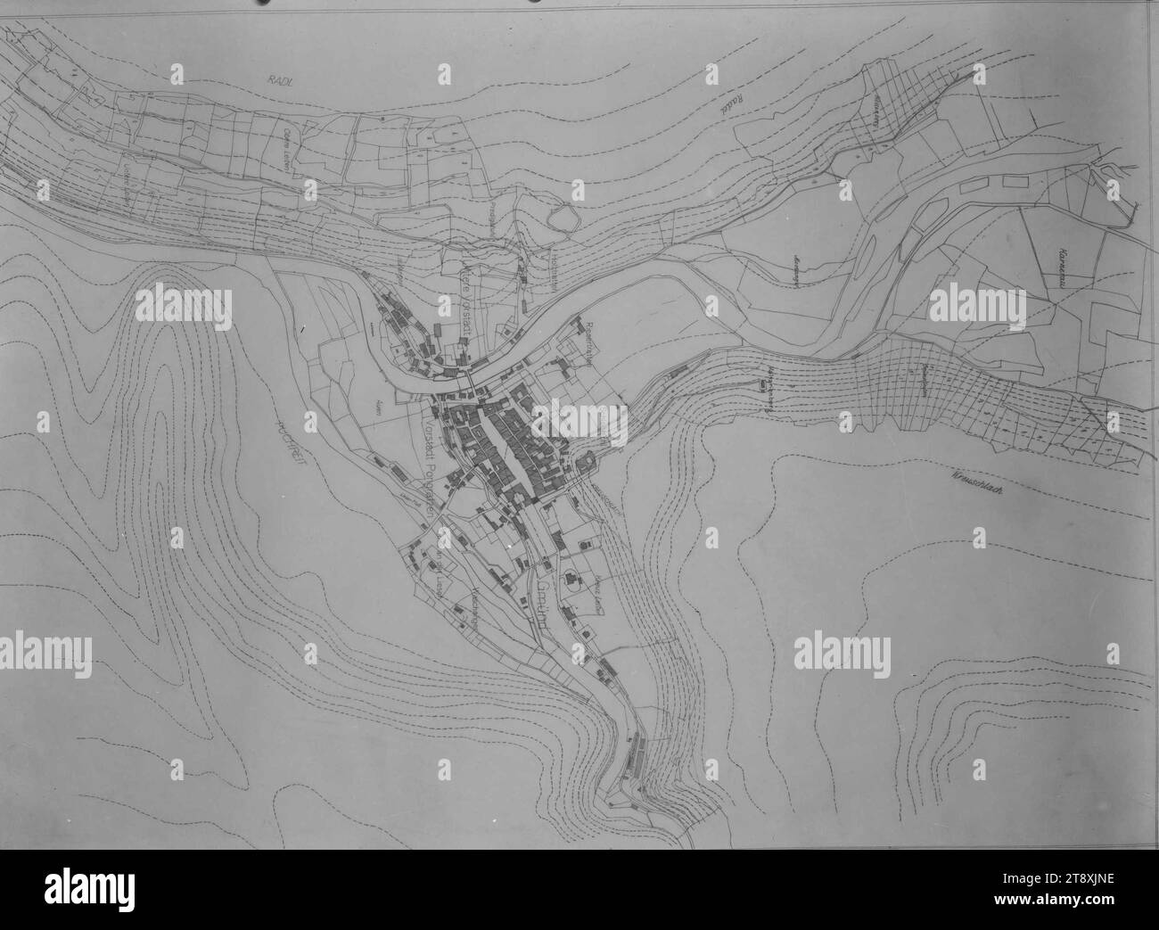 Plan of Gmünd (K), Martin Gerlach jun. (1879-1944), photographer, dated around 1938-1940, glass, negative, height 23.9 cm, width 17.8 cm, town planning and urban development, town plans, The Vienna Collection Stock Photo