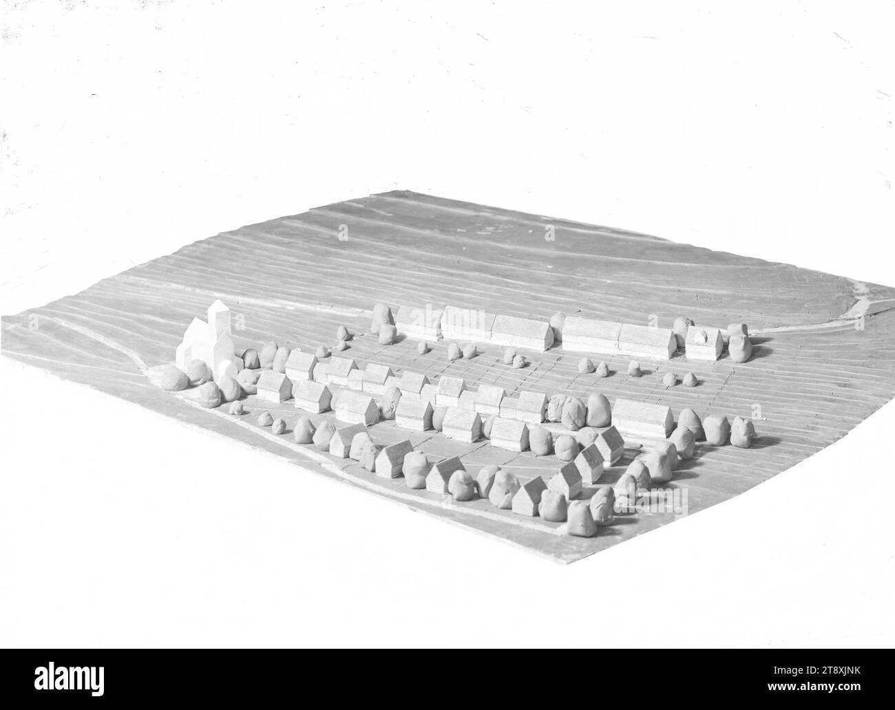 Model of the planned Böhler Works in Lower Austria, Martin Gerlach Jr. (1879-1944), photographer, dated around 1939-1940, glass, negative, height 17.9 cm, width 23.9 cm, architecture, town planning and urban development, model  architecture, The Vienna Collection Stock Photo