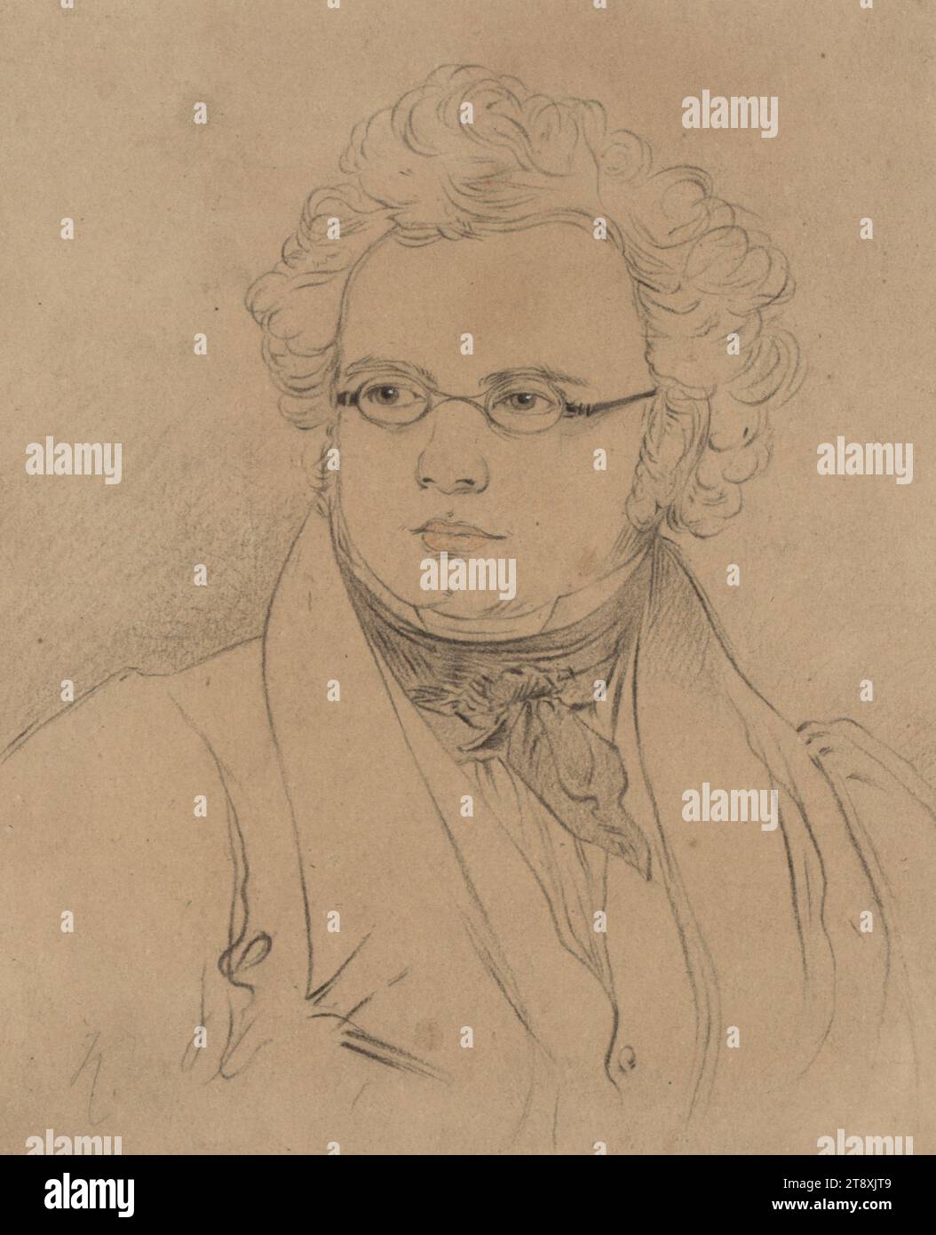 Franz Schubert, copy after:, date about 1860, chaulk drawing, height 19, 6 cm, width 15, 9 cm, fine arts, portrait, human, composer, Franz Schubert, The Vienna Collection Stock Photo