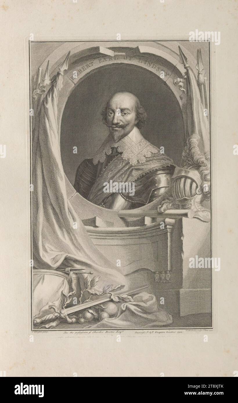 Robert Earl of Lindsey', 1742, paper, copperplate engraving, height 49.8 cm, width 32.5 cm, plate size 37.6×23.5 cm, fine arts, aristocracy, estate of Constantin von Wurzbach, human, portrait, The Vienna Collection Stock Photo