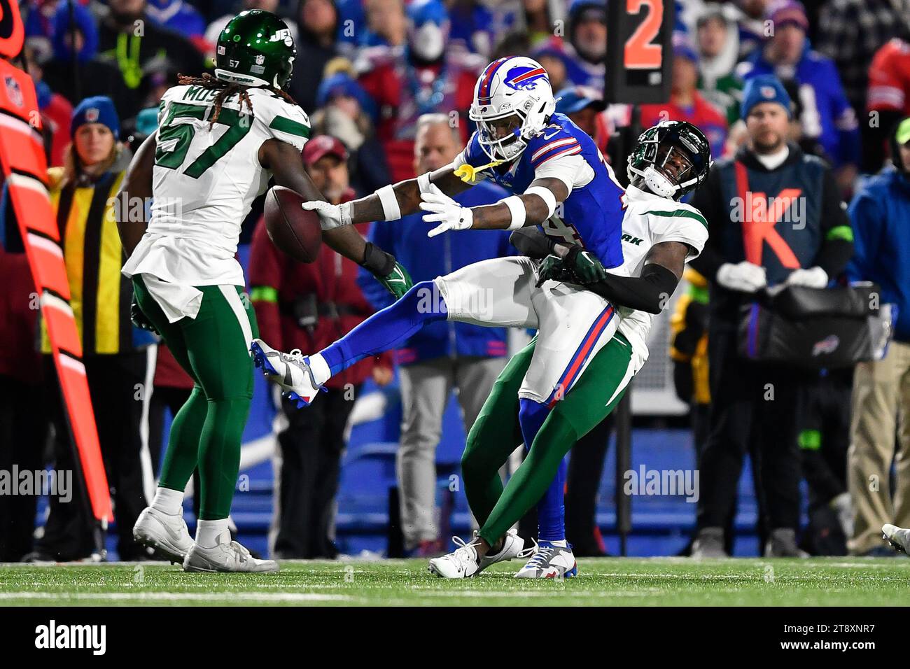 Buffalo Bills wide receiver Stefon Diggs is tackled by New York Jets
