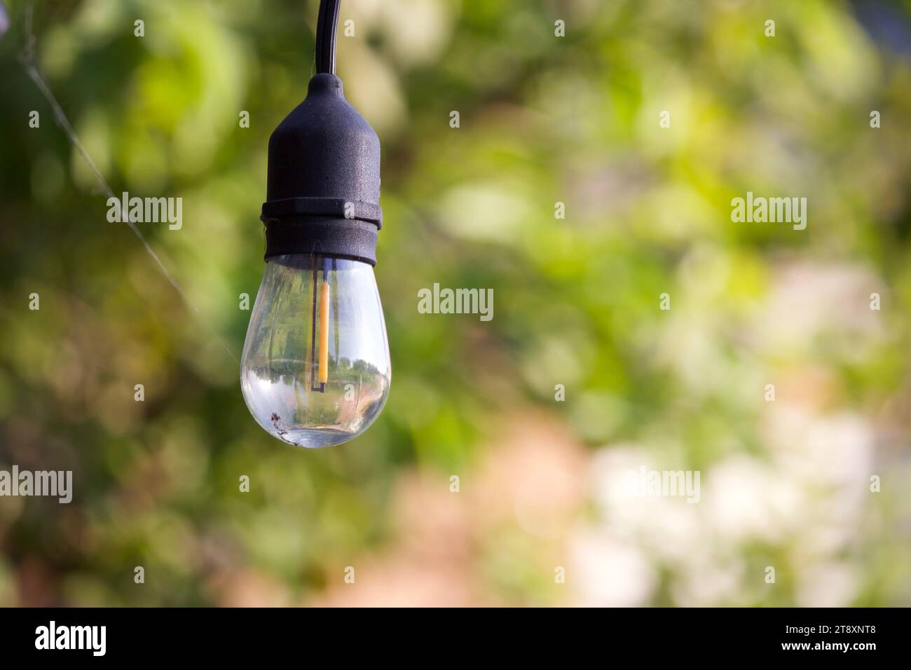 Patio light bulb in front of house Stock Photo Alamy