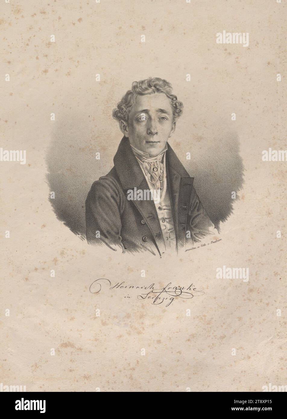 Heinrich Franke in Leipzig, Carl Eduard Albert Paalzow, lithographer, dated about 1830, paper, lithograph, height 36 cm, width 26.8 cm, fine arts, estate of Constantin von Wurzbach, portrait, man, The Vienna Collection Stock Photo