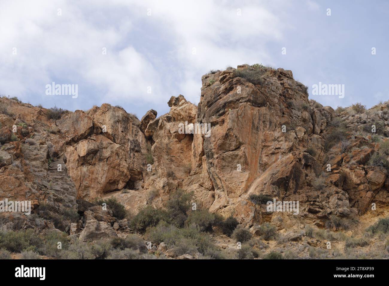 Rocks in a dramatic landscape in Almeria, Andalucia, Spain Stock Photo