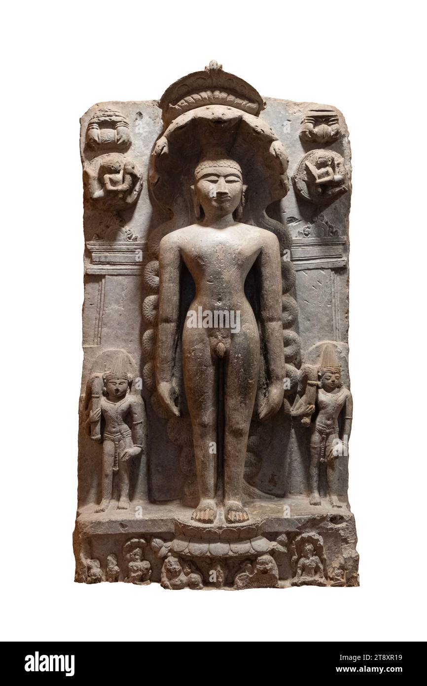 Parshvanatha, also Pārśvanātha, Parshva, Pārśva and Parasnath, was the 23rd of 24 Tirthankaras of Jainism. He is the only Tirthankara who gained the t Stock Photo
