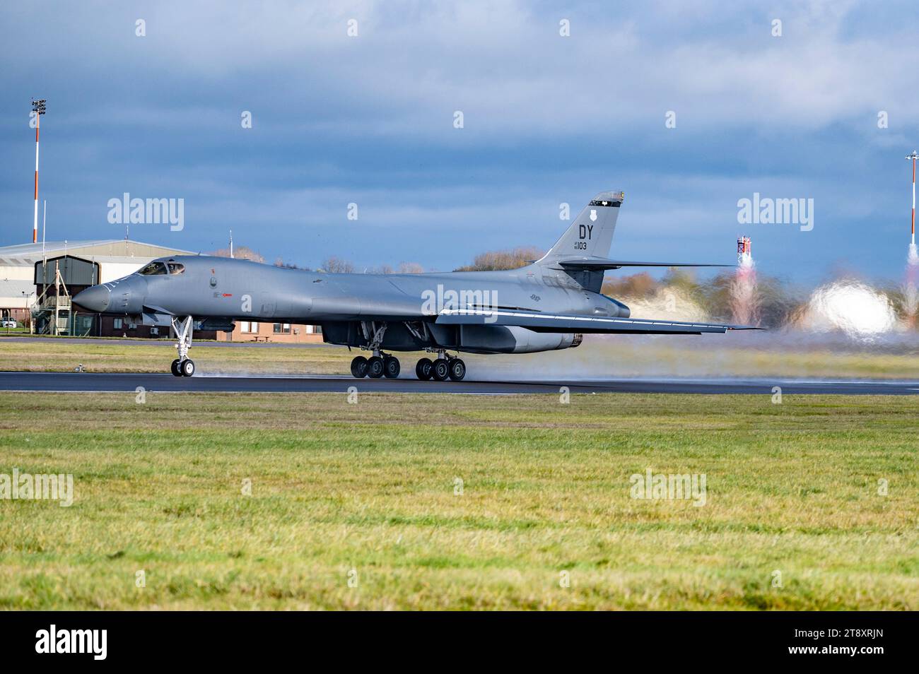 A B-1B Lancer taxis the runway before take off at RAF Fairford on Nov. 10, 2023. Photo by Emma Anderson Stock Photo