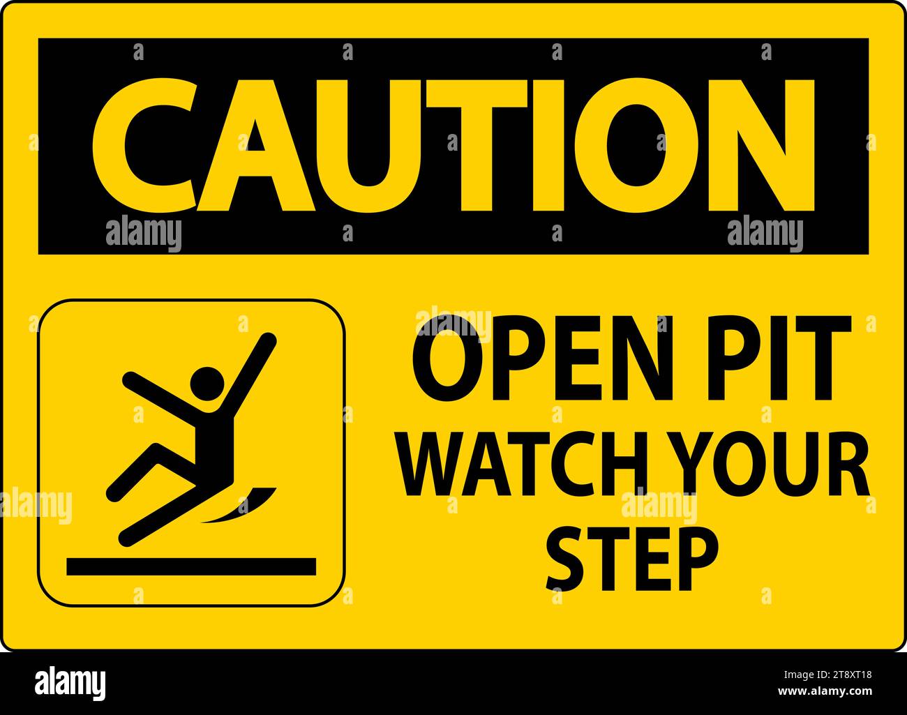 Caution Sign Open Pit, Watch Your Step Stock Vector