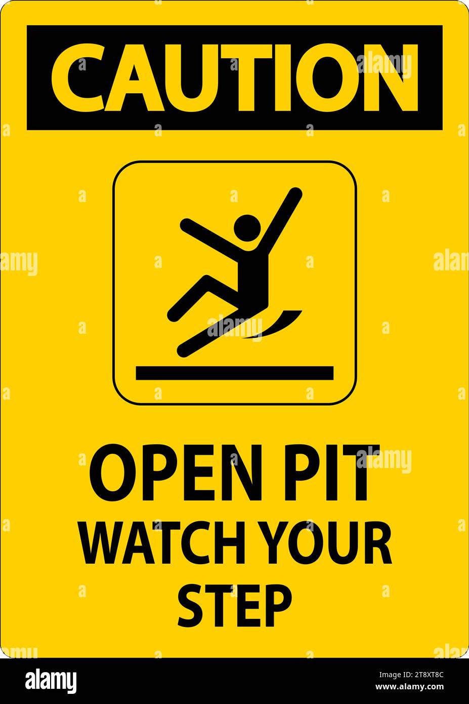 Caution Sign Open Pit, Watch Your Step Stock Vector