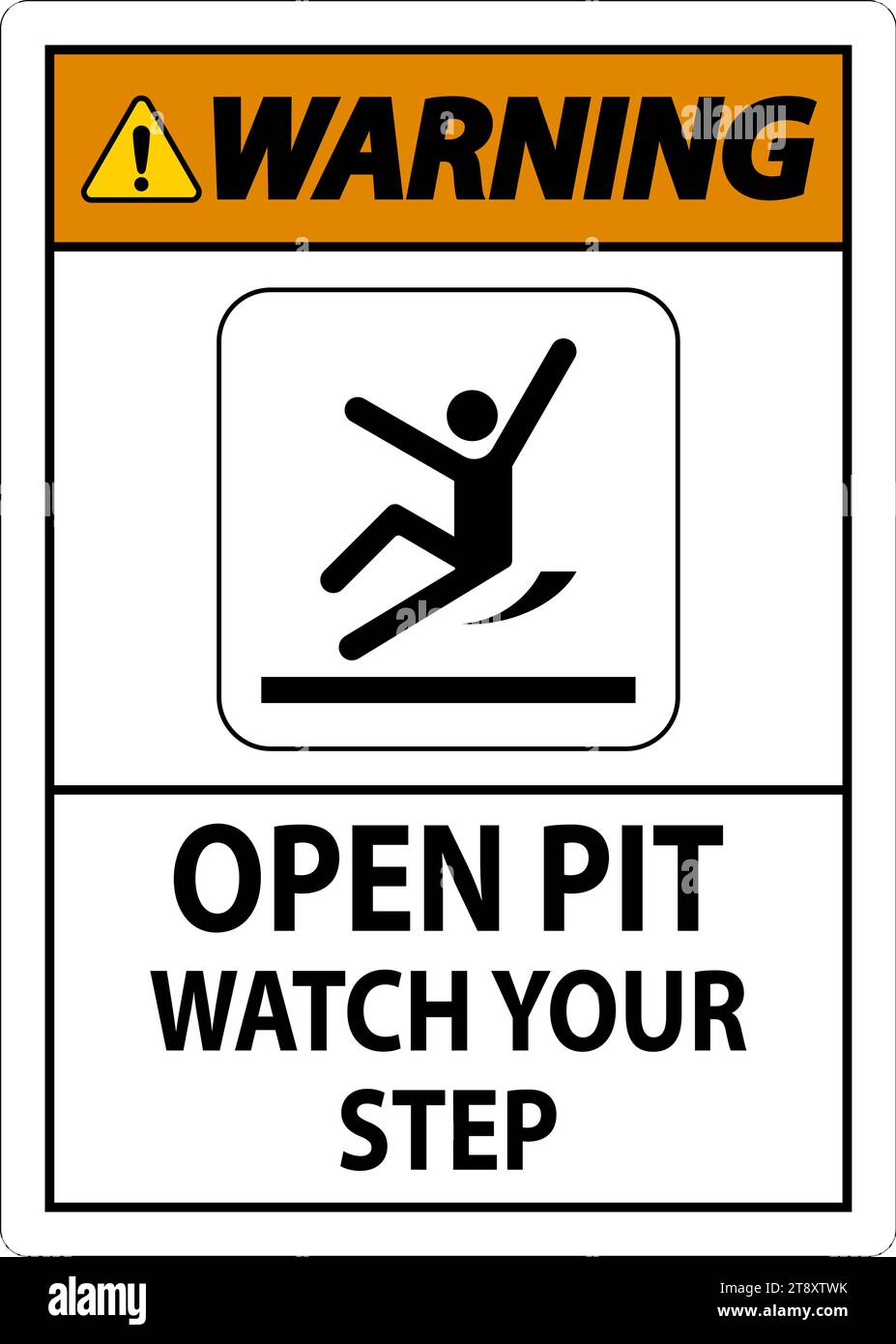 Warning Sign Open Pit, Watch Your Step Stock Vector Image & Art Alamy