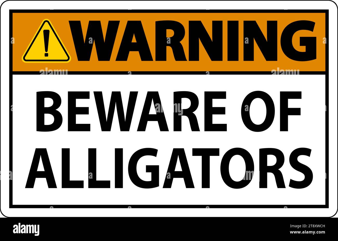 Warning Sign Beware Of Alligators Stock Vector Image & Art - Alamy