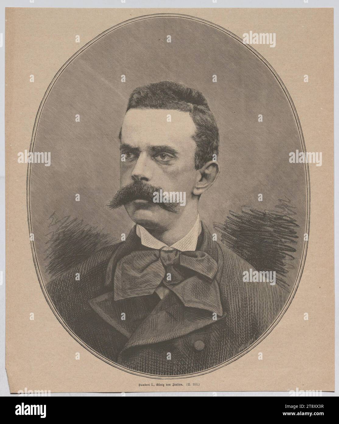 Humbert I. King of Italy', Unknown, 1878, paper, wood engraving, height 30, 7 cm, width 26, 3 cm, Fine Arts, Estate Constantin von Wurzbach, portrait, ruler, sovereign, man, The Vienna Collection Stock Photo