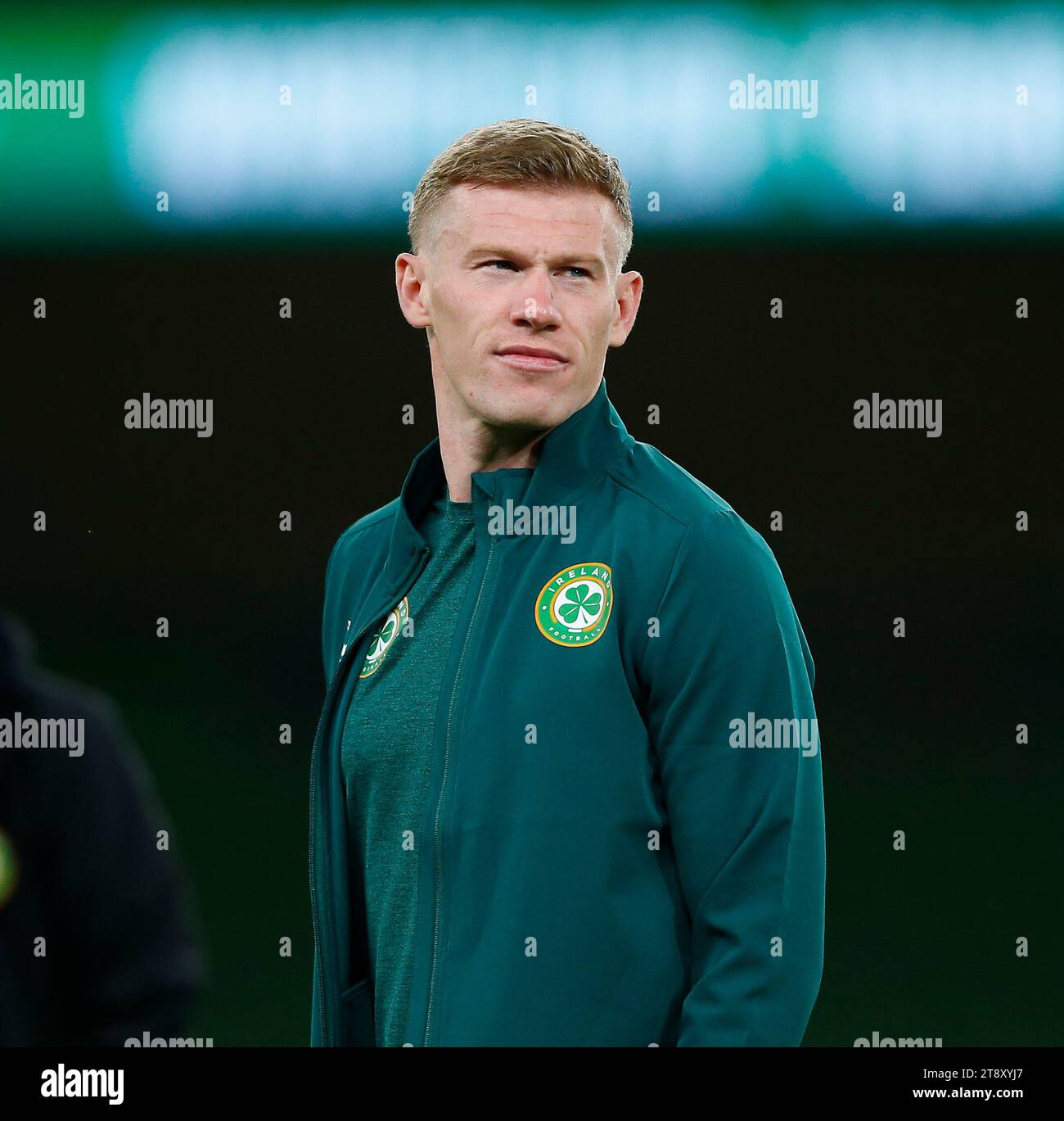 Aviva Stadium, Dublin, Ireland. 21st Nov, 2023. International Football Friendly, Republic of Ireland versus New Zealand; James McClean of Ireland inspects the pitch prior to kickoff Credit: Action Plus Sports/Alamy Live News Stock Photo