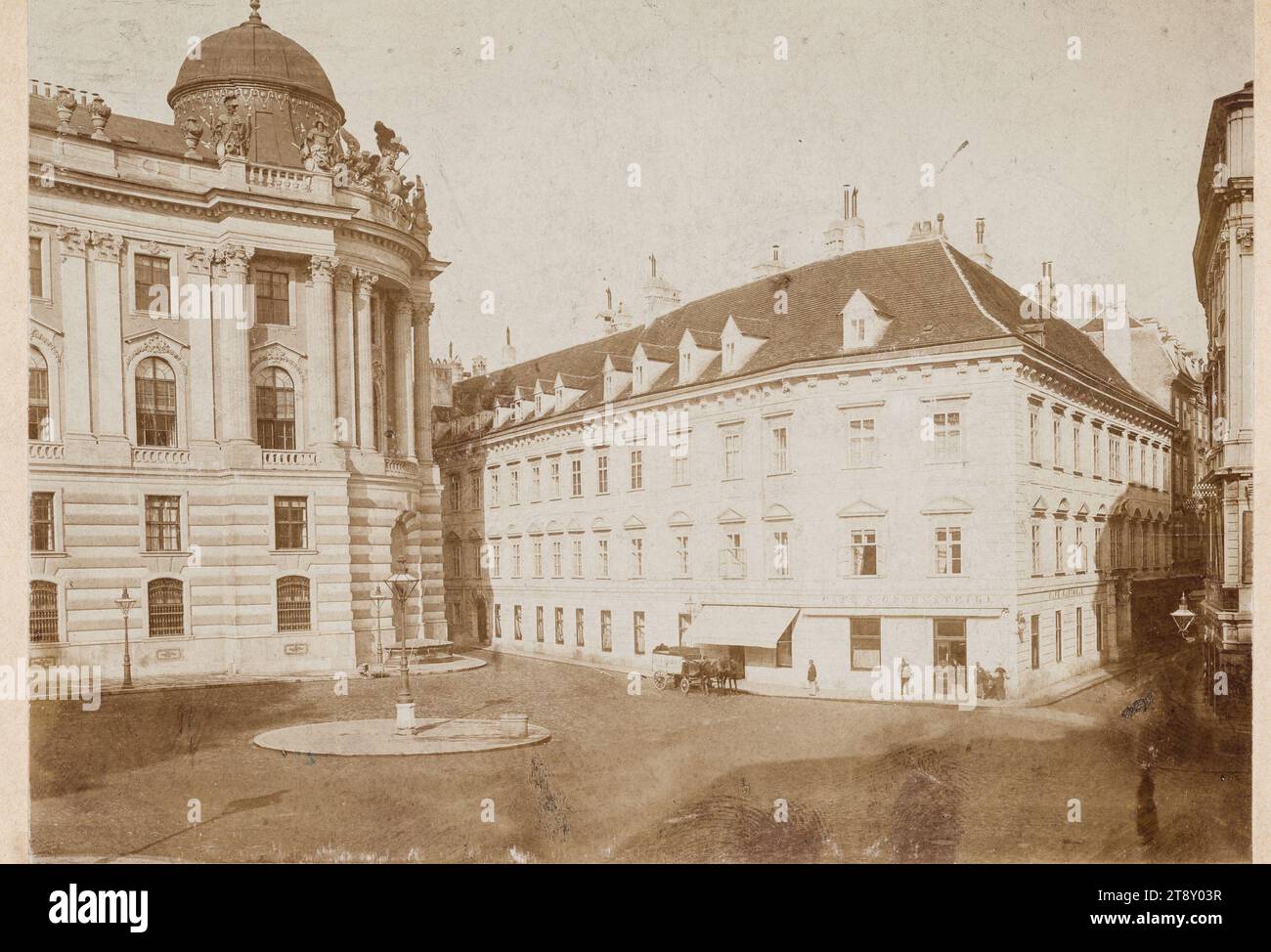 1st, Michaelerplatz 2 - Herbersteinpalais - Café Griensteidl, Unknown, Photographer, Date before 1894, supporting cardboard, glossy collodion paper, image size 11, 5×15, 9 cm, supporting cardboard 12, 8×17, 8 cm, Cafés, Vanished Sites and Structures, Architecture, 1st District: Inner city, palais, palace, castle, Michaelerplatz, The Vienna Collection Stock Photo
