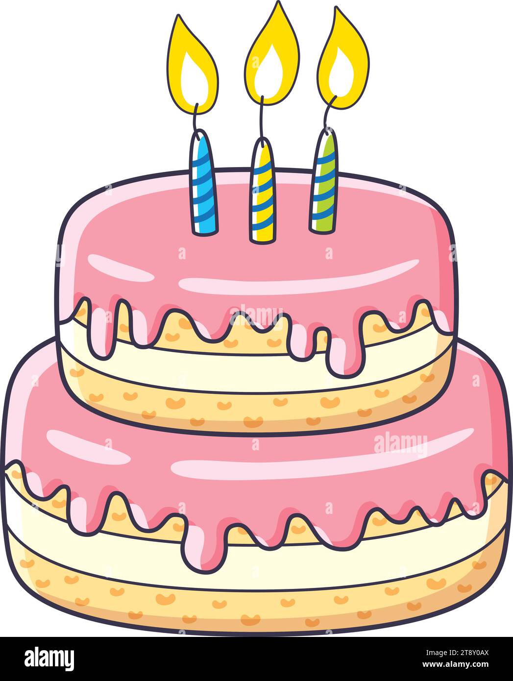 Birthday cake with three candles Stock Vector Image & Art - Alamy