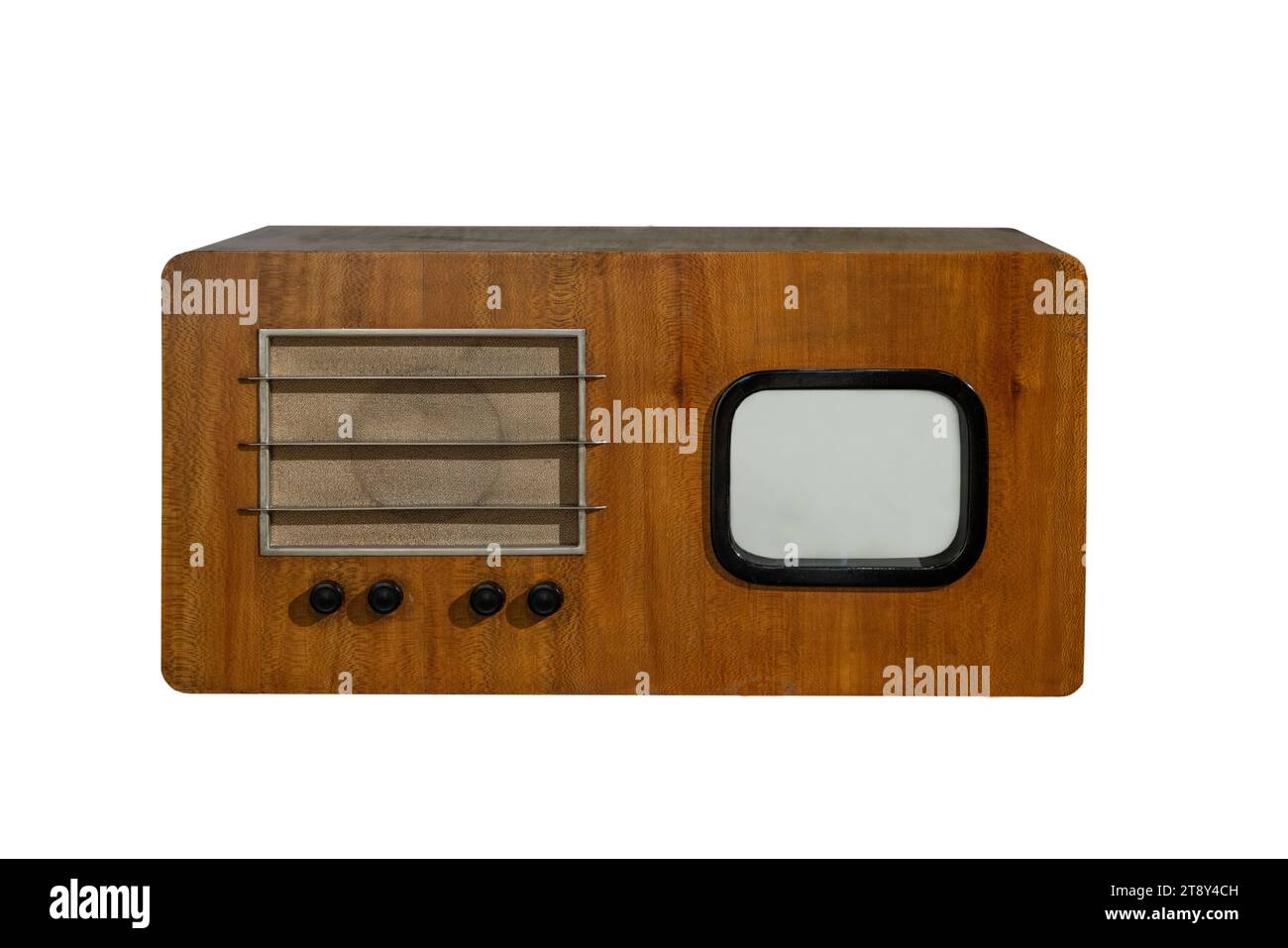 Vintage TV receiver isolated on white background Stock Photo