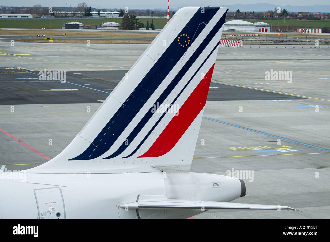 Air France Airbus A320 vertical stabilizer close-up photo Stock Photo