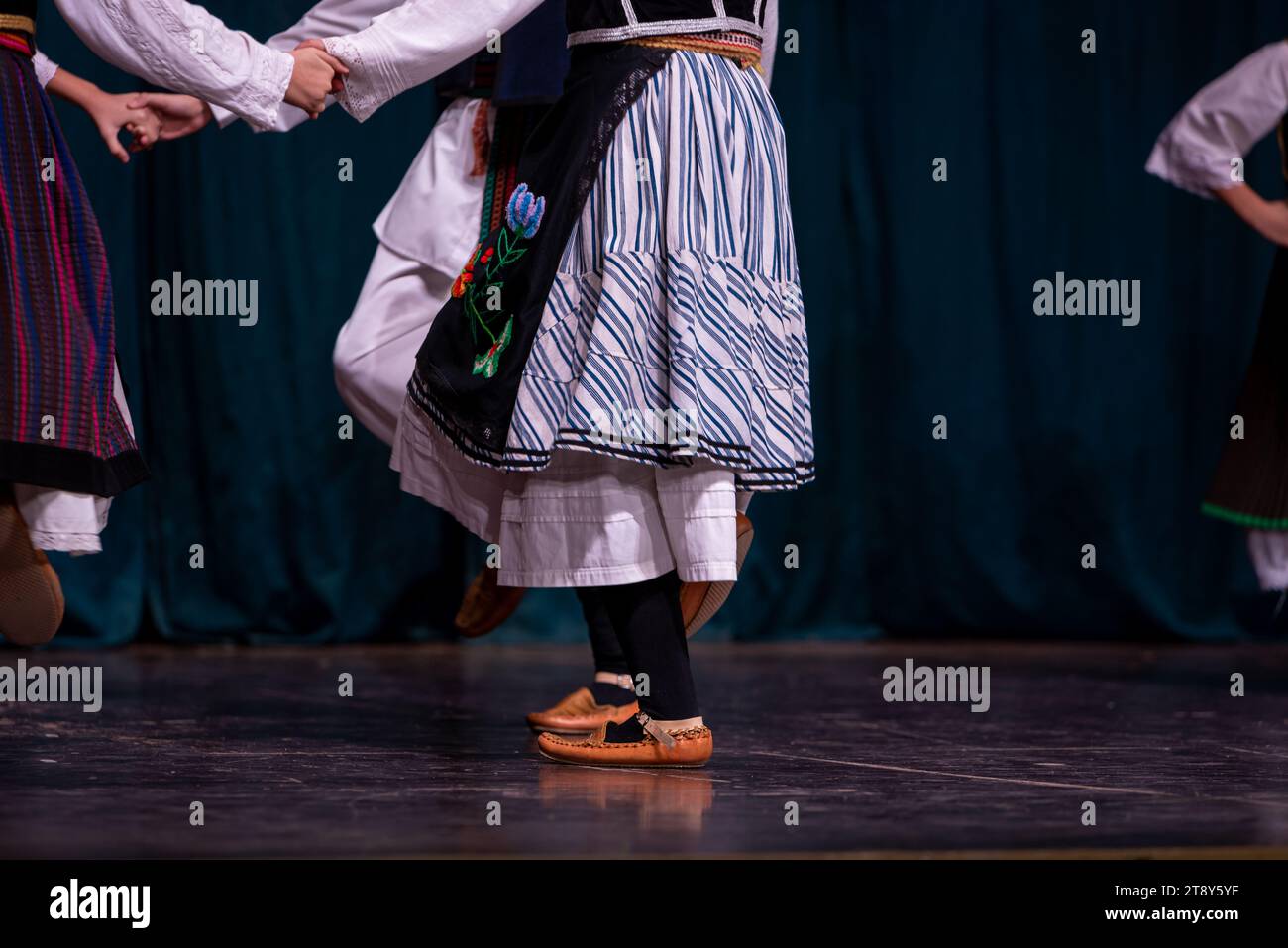 Serbian Orthodox folk costume, folklore and folk dances Stock Photo