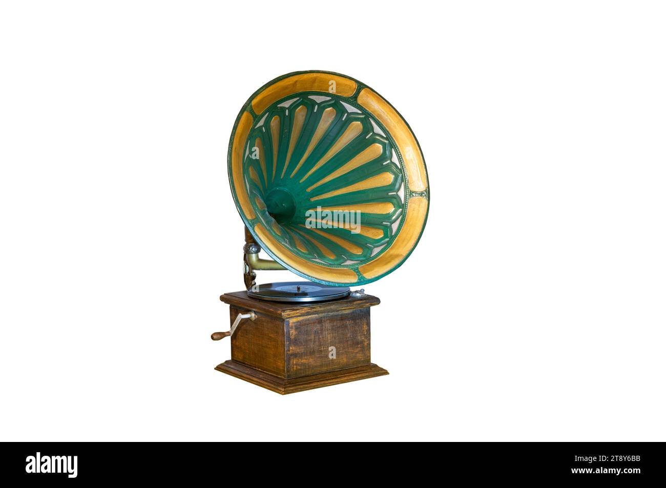 vintage gramophone with vinyl disc isolated on a white background Stock ...