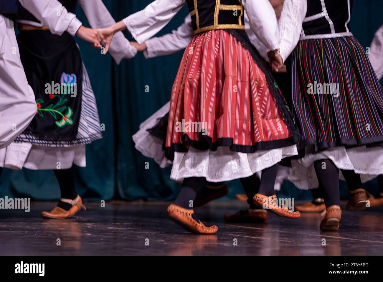 Serbian Orthodox folk costume, folklore and folk dances Stock Photo