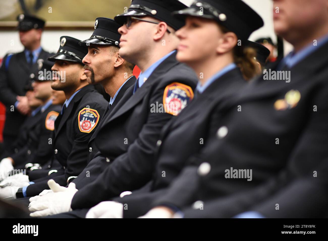 New York, USA. 21st Nov, 2023. Some of the 80 graduating members FDNY