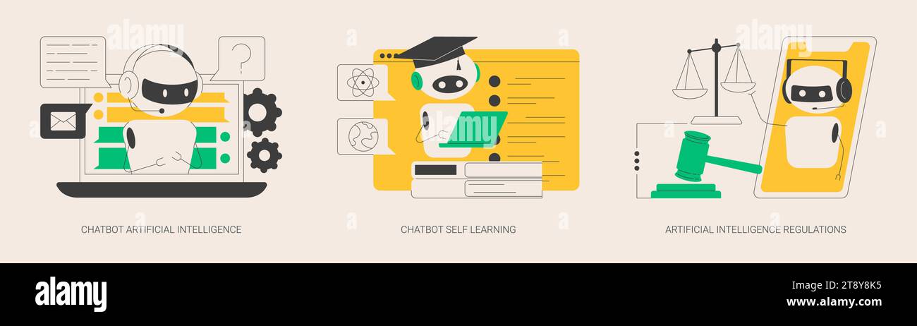 Machine learning abstract concept vector illustrations Stock Vector ...